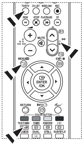 TVIDTV CHLBT WSELINK REC REW STOP PLAYWISE FF MUTE MENU EXIT ENTER/OK RETURN INFO □ V*Enter* E2 COLOR BUTTON TEXT/MX PSEE PMODE PIP E3 E5 E7 JIDE DUAL STILL SUBTITLE I-II