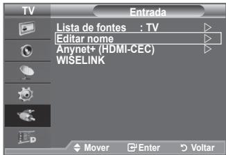 TV Lista de fontes : TV Editar nome Anynet+ (HDMI-CEC) WISELINK Mover Enter Voltar