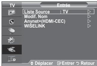 TV Liste Source : TV Modif. Nom Anynet+(HDMI-CEC) WISELINK Déplacer Enter Retour