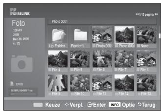 USELINK Foto 10kX11 2:18 Dec 20, 2006 4 / 25 Photo 0001 Up Folder Folder1 Photo 0001 None File 4 File 5 File 6 File 7 File 8 File 9 File 10 File 11 File 12 File 13 Keuze Verpl. Enter INFO Optie Terug