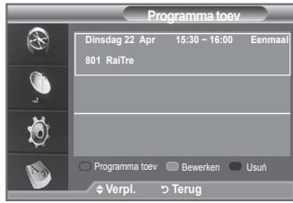 Programma toev Dinsdag 22 Apr 15:30 ~ 16:00 Eenmaal 801 RaiTre Programma toev Bewerken Usuń Verpl. Terug