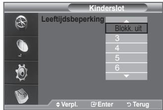 Kinderslot Leeftijdsbeperking Blokk. uit 3 4 5 6 Verpl. Enter Terug