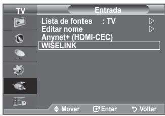 Entrada Lista de fontes : TV Editar nome Anynet+ (HDMI-CEC) WISELINK Mover Enter Voltar