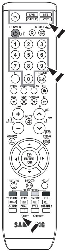 TV DVD STB CABLE VCR POWER SOURCE 1 2 3 4 5 6 7 8 9 PRE-CR 0 TVDTV CREAT WISLELINK REC REW STOP PLAY/PAUSE FF MUTE P - MENU EXIT ENTER /OK RETURN INFO □ A### COLOR BUTTON TEXT/MIX PSIZE RAMODE PHP GUIDE DUAL STILL SUBTITLE I-III I-IV SET O RESET SAM FIG