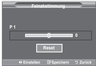 Feinabstimmung P 1 0 Reset Einstellen Speichern Zurück