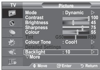 SAMSUNG LE40F86BD - Svetlost zaslona lahko prilagodite takto, da prilagodite osvetlitev LCD-zaslona. (0-10) - 1