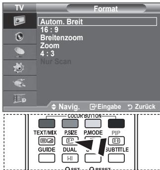 SAMSUNG LE40F86BD - Wenn Sie die Bildgroße bei einem Fernsehgerät im 16:9-Format auf Automatisch einstellen, können Sie bestimmen, dass das Bild als 4:3 WSS (Breitbilddienst) oder gar nicht sehen angezeigt werden soll. Da jeder europäische Land eine andere Bildgroße verwendet, können die Benutzer sie damit einstellen. - 2