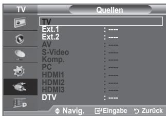 SAMSUNG LE40F86BD - Sie können zwischen den an den Eingangsbuchsen des Fernsehgerats angeschlossenen externen Quellen auswahlen. - 2