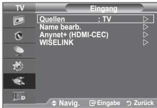 SAMSUNG LE40F86BD - Sie können zwischen den an den Eingangsbuchsen des Fernsehgerats angeschlossenen externen Quellen auswahlen. - 1