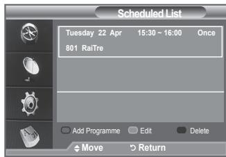SAMSUNG LE40F86BD - Using the Scheduled List - 3