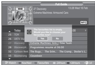 SAMSUNG LE40F86BD - In the EPG menu, you can display all channels or favourite channels. - 4