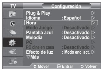 SAMSUNG LE40F86BD - Ajuste y visualización de la hora actual - 1