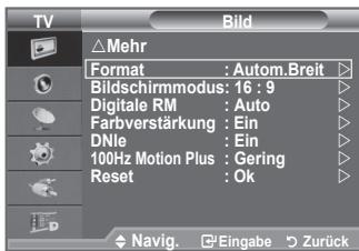 SAMSUNG LE40F86BD - Wenn Sie die Bildgroße bei einem Fernsehgerät im 16:9-Format auf Automatisch einstellen, können Sie bestimmen, dass das Bild als 4:3 WSS (Breitbilddienst) oder gar nicht sehen angezeigt werden soll. Da jeder europäische Land eine andere Bildgroße verwendet, können die Benutzer sie damit einstellen. - 1