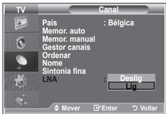 SAMSUNG LE40M86BD - Se o televisor estiver a funcionar numa área de sinal fraco, a função LNA pode melhorar a recepção (um pré-amplificador de baixo ruído intensifica o sinal de entrada). - 2