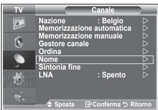 SAMSUNG LE40M86BD - I nomi dei canali vengono assegnati automaticamente in base alle informazioni trasmesse. È possibile tuttavia assegnare nuovi nomi modificando quelli esistenti. - 1