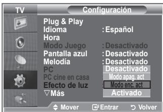 SAMSUNG LE40M86BD - Configuración de Efecto de luz (LE40N8, LE46N8) - 2