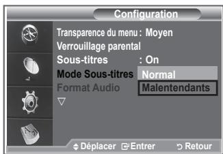 SAMSUNG LE40M86BD - Utilisez ce menu pour configurer le Mode Sous-titres. - 1