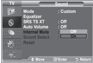 SAMSUNG LE40N87BD - Selecting the Internal Mute - 2