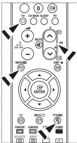 TV CH MGR SLEEP PC MUTE MENU ENTER PIP INFO TTX/MIX PMODE S.MODE ST PSIZE SOURCE SWAP