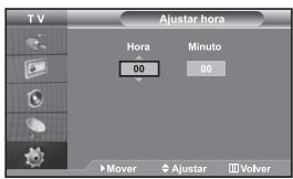 TV Ajustar hora Hora 00 Minuto 00 Mover Ajustar Volver
