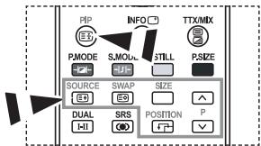 PIP INFO TTX/MIX PMODE S.MOAL STILL PSIZE SOURCE SWAP SIZE DUAL SRS POSITION P