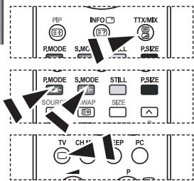 PIP INFO TTX/MIX PMODE S.MC LL PSIZE PMODE S.MODE STILL PSIZE SOURCE WAP SIZE TV CH SEP PC P