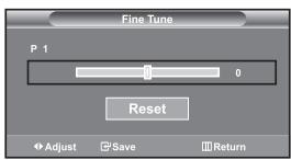 Fine Tune P 1 0 Reset Adjust Save Return