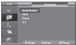 TV Auto-breed 16:9 Zoom 4:3 VerpL Enter Terug