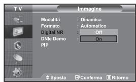 T V Imagine Modalità : Dinamica Formato : Automatico Digital NR : Off DNMe Demo : On PIP Sposta Conferma Ritorno