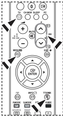 TV CH MGR SLEEP PC MUTE P MENU EXIT ENTER PIP INFO TTX/MIX PMODE S.MODE S" SOURCE SWAP RSIDE
