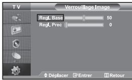 TV Verrouillage Image Regl, Base 50 Regl, Prec 0 Déplacer Entrer Retour