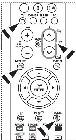 TV CH MGR SLEEP PC MUTE MENU ENTER PIP INFO TTX/MIX PMODE S.MODE ST PSIZE SOURCE SWAP