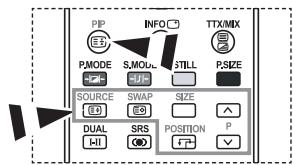 PIP INFO TTX/MIX P.MODE S.MOD STILL PSIZE SOURCE SWAP SIZE DUAL SRS POSITION P
