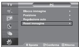TV PC Blocco immagine Posizione Regolazione auto Reset immagine Sposta Conferma Ritorno