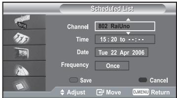 SAMSUNG LE40R73BD - Using the Scheduled List - 5
