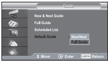 SAMSUNG LE40R73BD - Setting the Default Guide - 1