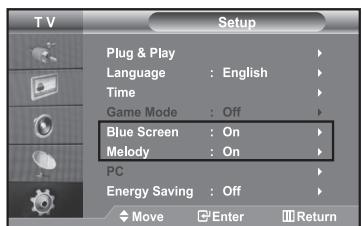 SAMSUNG LE40R73BD - Setting the Blue Screen Mode / Selecting the Melody - 1