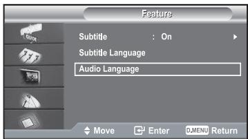 SAMSUNG LE40R73BD - You can change the default value for subtitle and audio languages. Displays the language information for the incoming stream. - 1