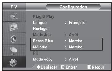 SAMSUNG LE40R73BD - Réglage du mode d'écran bleu / Sélection de mélodie - 1