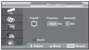 SAMSUNG LE40R73BD - Updating the Channel List Manually - 1