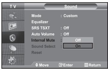 SAMSUNG LE40R73BD - Selecting the Internal Mute - 1