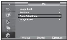 TV PC Image Lock Position Auto Adjustment Image Reset Move Enter Return