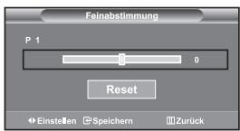 Feinabstimmung P 1 0 Reset Einstellen Speichern Zurück
