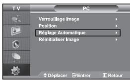 TV PC Verrouillage Image Position Réglage Automatique Réinitialiser Image Déplacer Entrer Retour