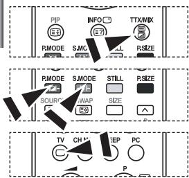 PIP INFO TTX/MX RMODE S.MC R.SIZE RMODE S.MODE STILL R.SIZE SOURCE WAP SIZE TV CH SEP PC P