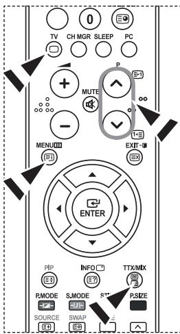 TV CH MGR SLEEP PC MUTE P MENU EXIT ENTER PIP INFO TTX/MIX RMODE S.MODE ST P.SIZE SOURCE SWAP