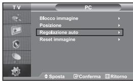 TV PC Blocco immagine Posizione Regolazione auto Reset immagine Sposta Conferma Ritorno