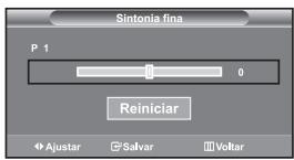 Sintonia fina P 1 0 Reiniciar Ajustar Salvar Voltar