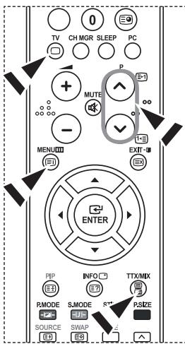 TV CH MGR SLEEP PC MUTE P MENU EXIT ENTER PIP INFO TTX/MIX RMODE SJMODE 5" PSIZE SOURCE SWAP