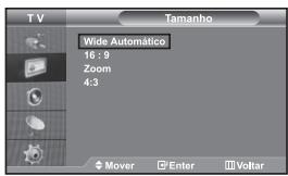 T V Wide Automático 16 : 9 Zoom 4:3 Mover Enter Voltar